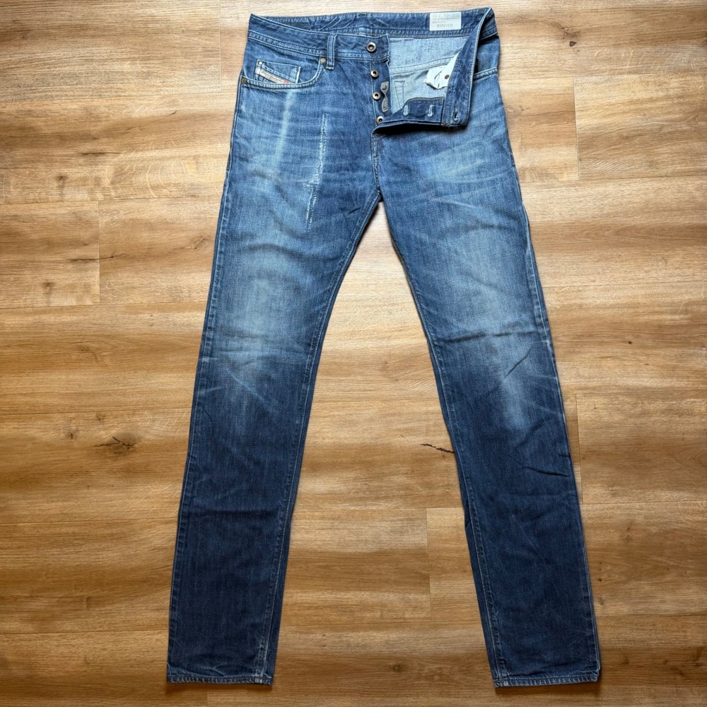 Diesel Buster Jeans Mens 31x34 Blue Regular Slim‎ Tapered Wash 0823K 3D Treated